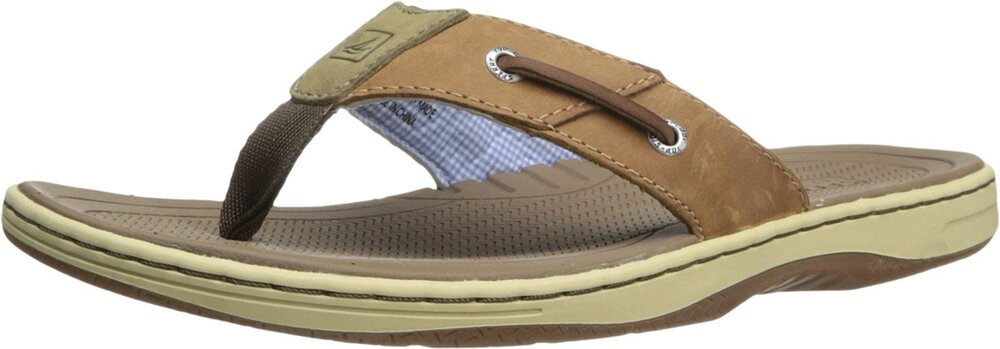 Sperry Mens Baitfish Thong Sandals, Dark Tan, 8